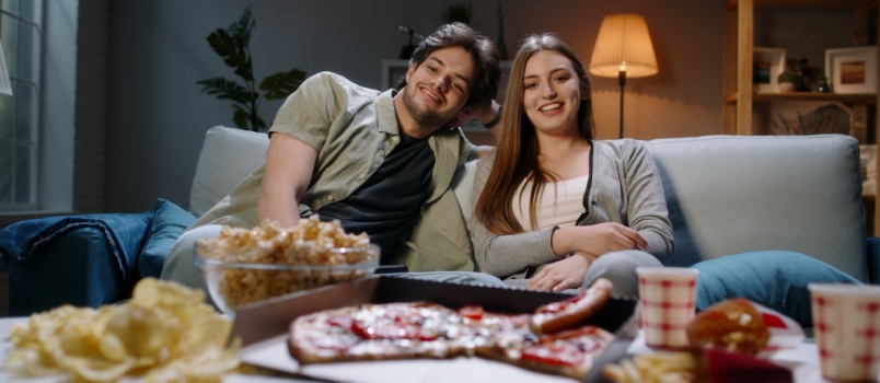 Couple enjoying movie night 