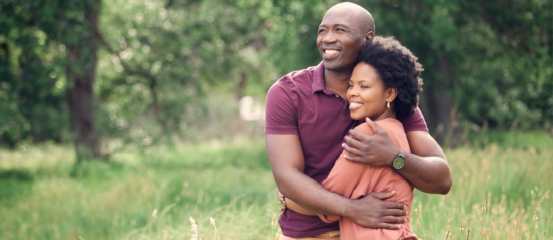 Couple hugging outdoor