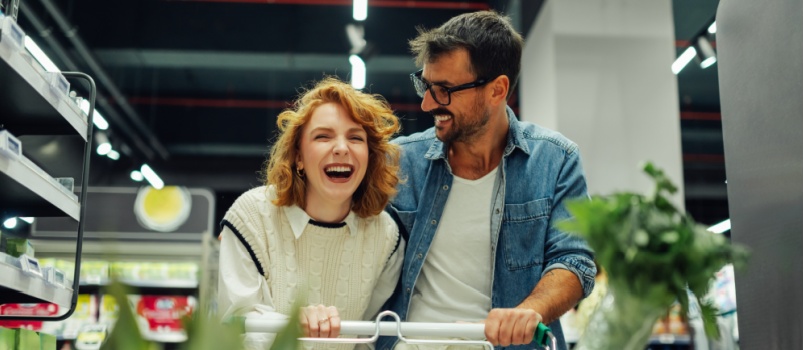 young couple doing shopping 