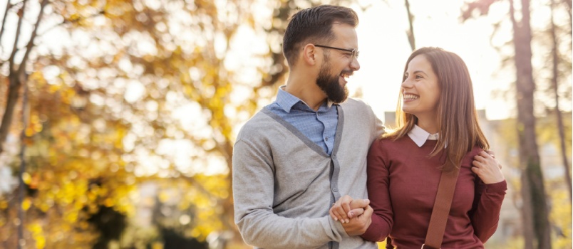Young couple outside in the park