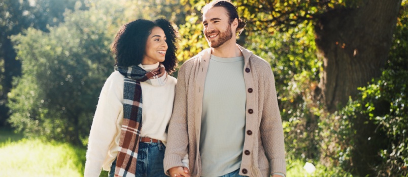Young couple walking outdoor