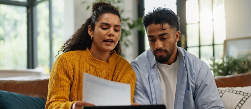 Couple calculating finances