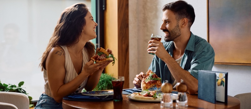 Young couple having meal