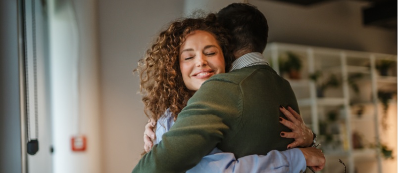 Young couple huggng each other