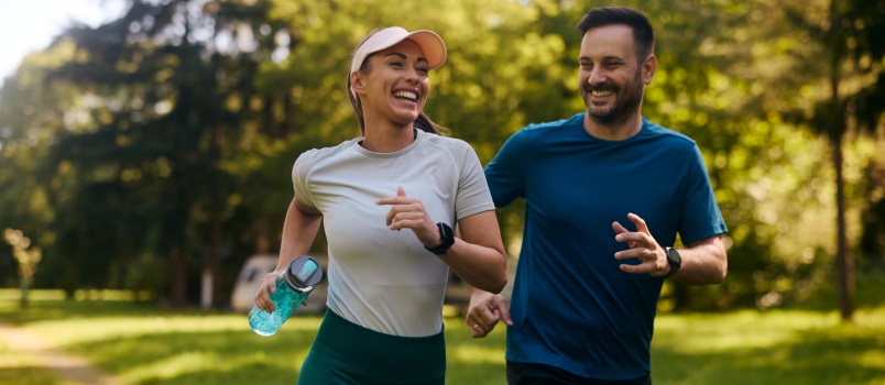Young couple doing jogging together