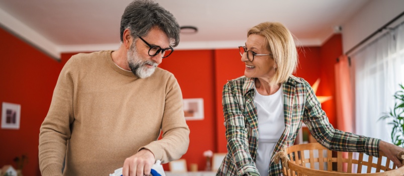 couple doing household work together