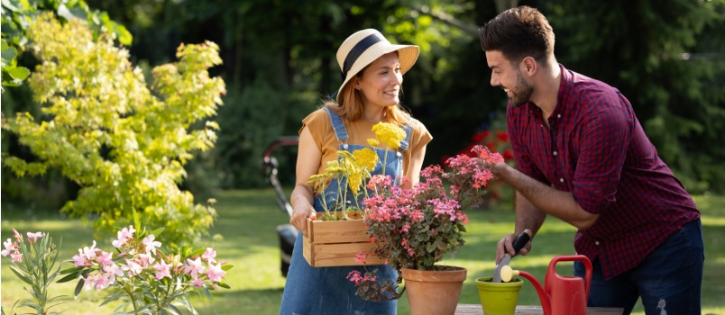 couple doing gardening together