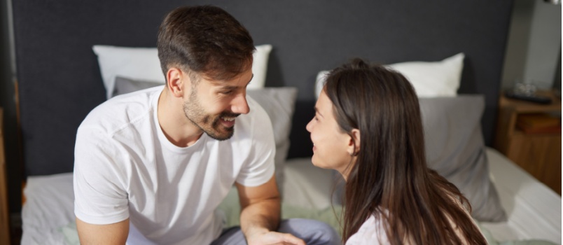 Loving couple talking to each other