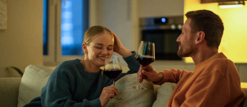 Young couple enjoying drinks