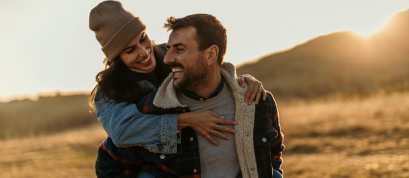 Couple enjoying in desert 