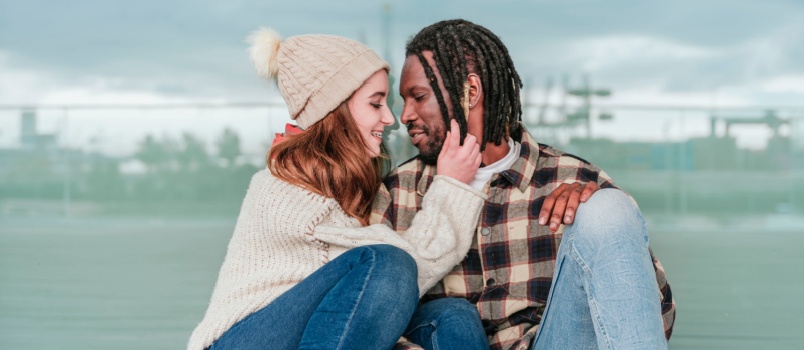 Young loving couple looking at each other