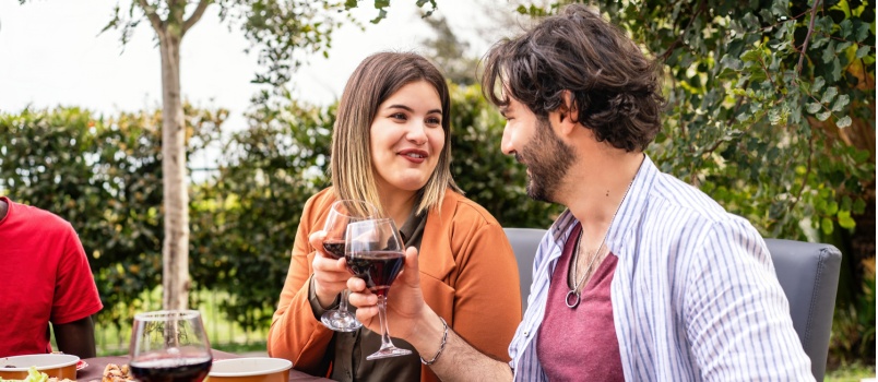 Friendly conversation over wine