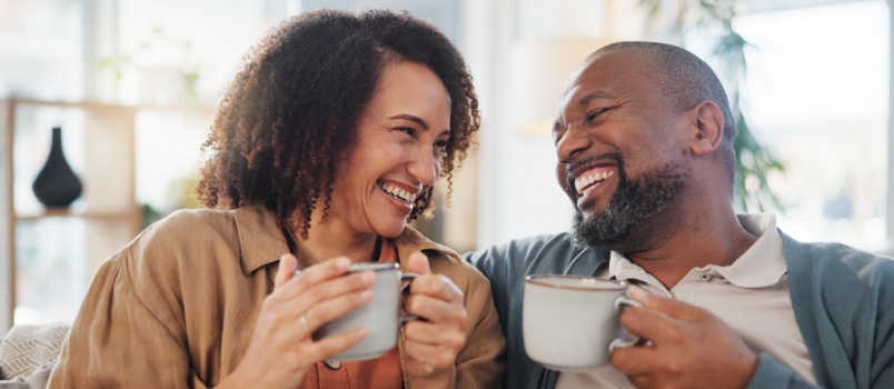 Relaxed couple enjoying coffee