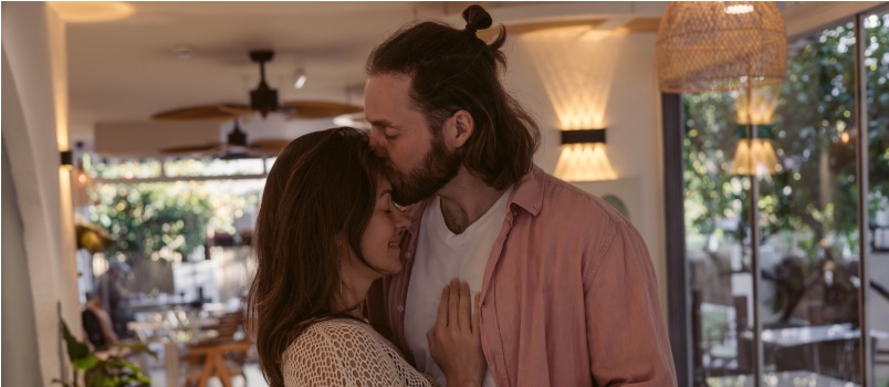 Couple sharing intimate moment