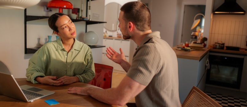 Young couple talking to each other