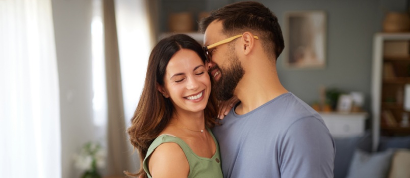 Young loving couple embracing each other