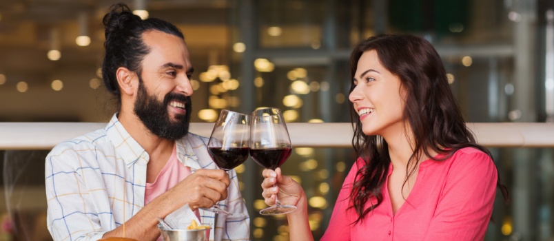 Young couple having wine 