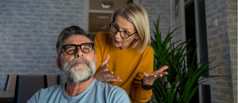Senior couple having argument