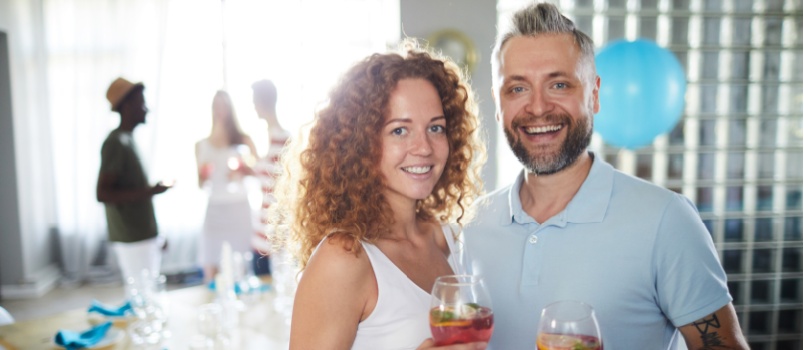 Couple enjoying drinks