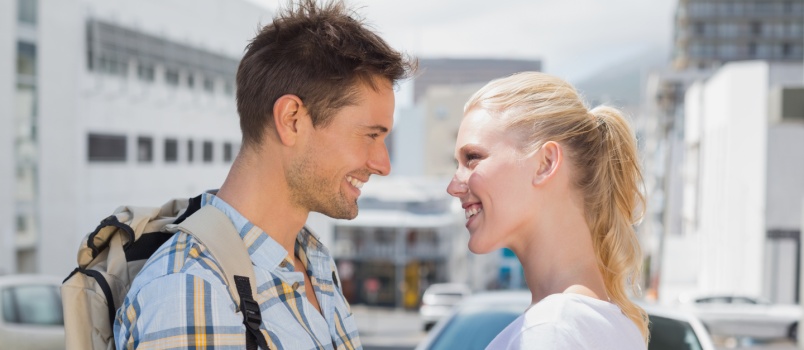Young couple looking at each other