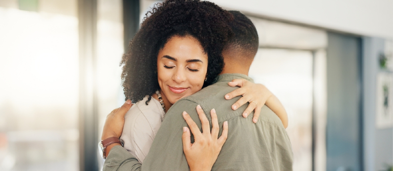 young loving couple hugging each other