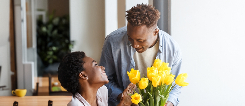 Man giving flowers