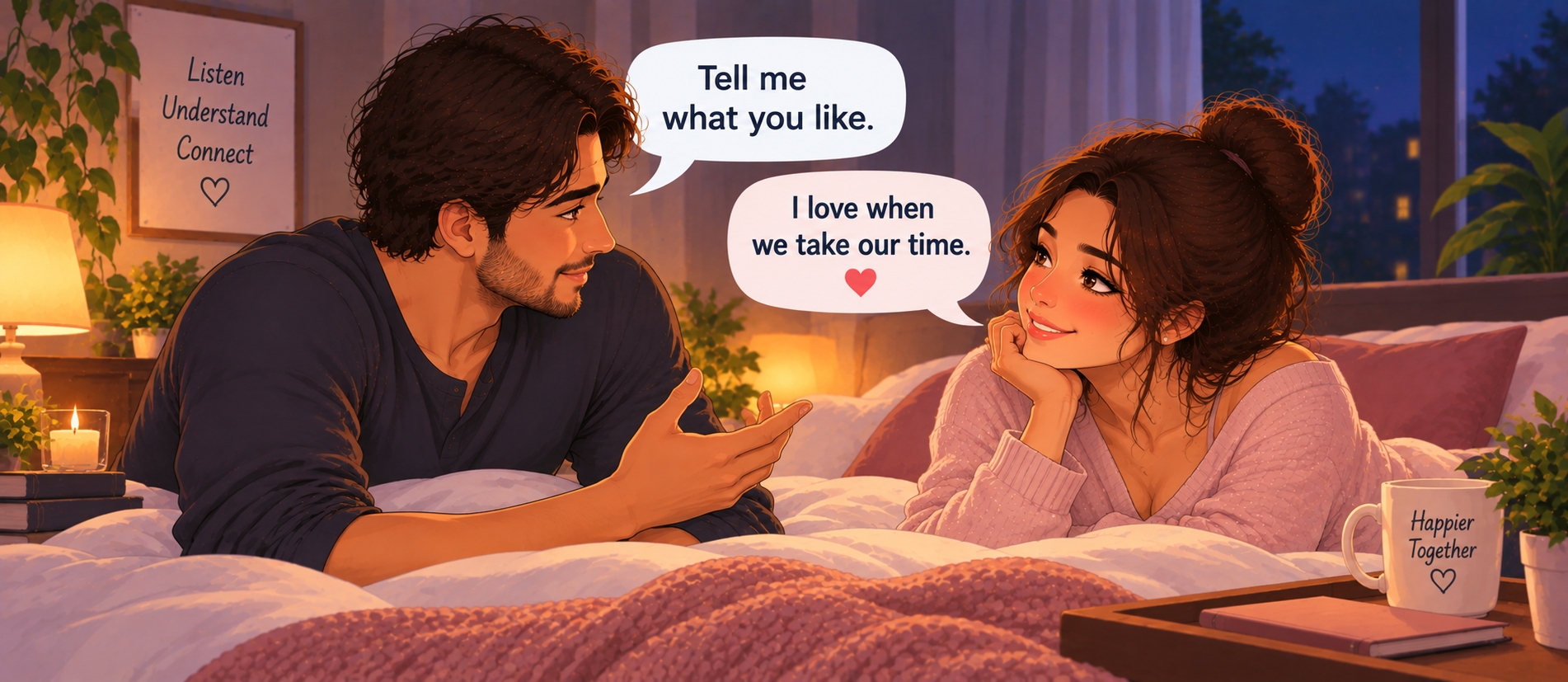 La pareja se comunica abiertamente sobre la intimidad, los deseos y lo que se siente bien