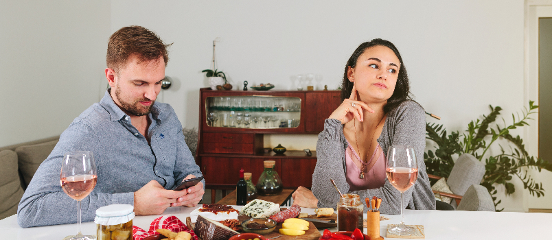 Couple at home having meal