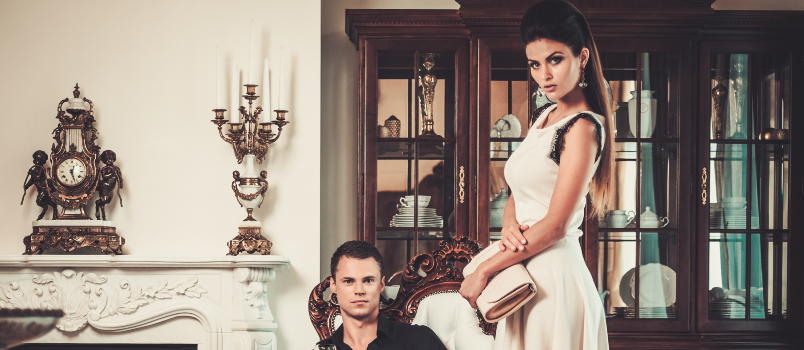 Elegant man and woman posing