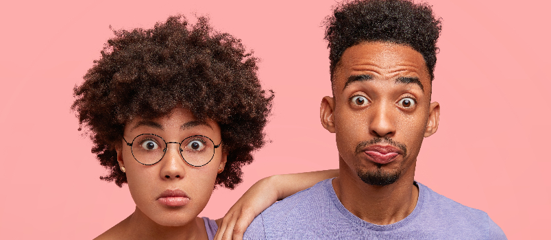Whimsical young adults pose making funny faces