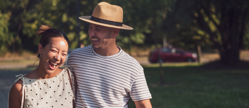 Couple laughing together