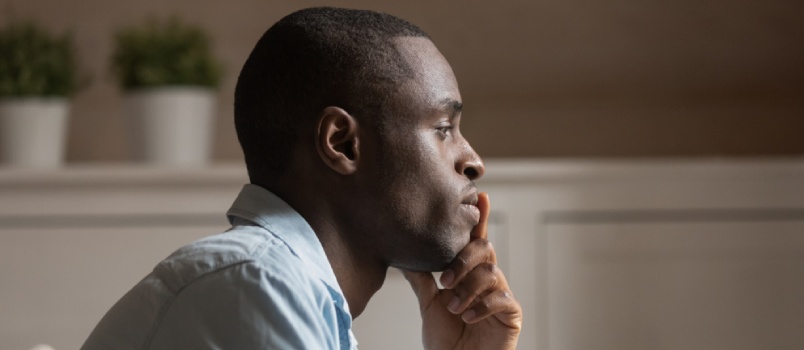 Profile Face Sad African Guy In Tension