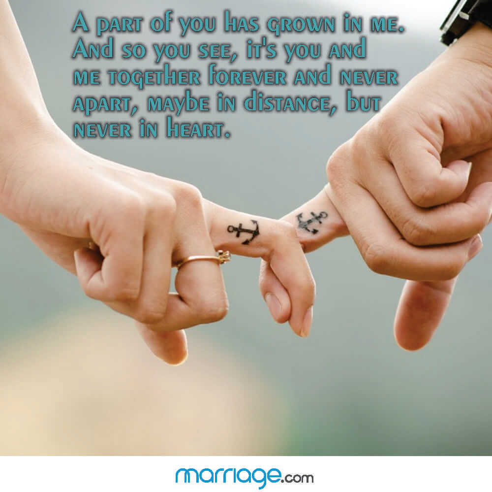 Long Distance Relationship Quotes - A part of you has grown in...